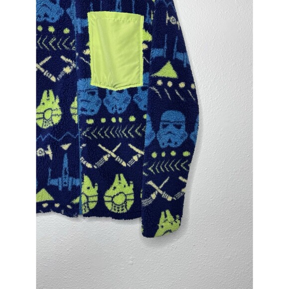 Disney Star Wars Sherpa Fleece Full Zip Jacket Stormtrooper Sz XS Navy AOP - Picture 4 of 14